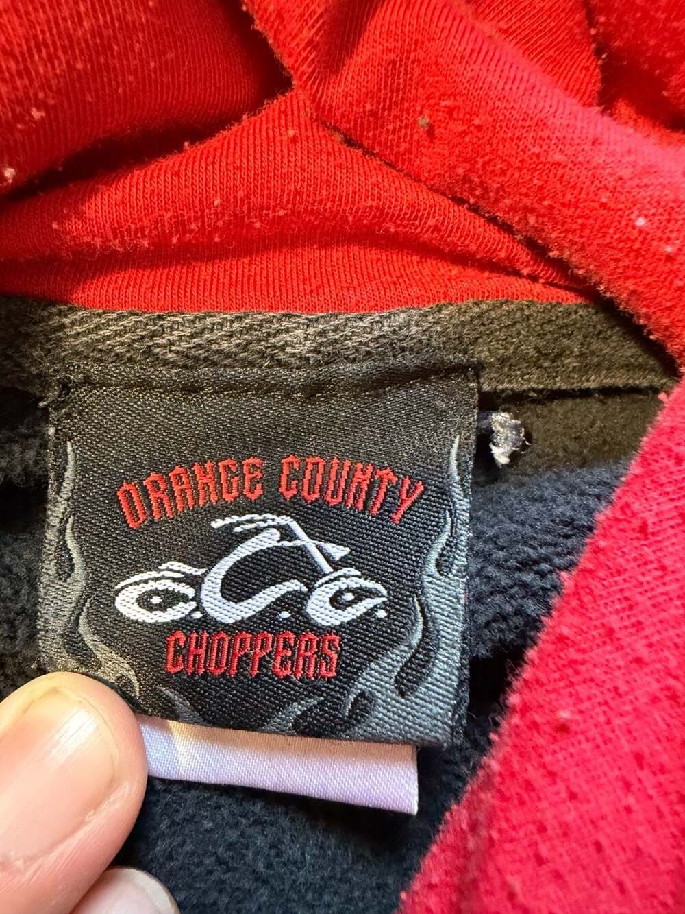 Thrashed Vintage Orange County Choppers Winged Dice Graphic Hoodie Black Size L - Picture 7 of 9